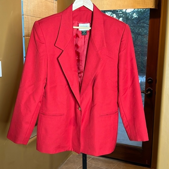 Vintage Neil Martin Red Wool Blend Blazer Women’s Size 14 | Made in USA - Picture 2 of 9